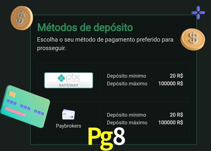 O cassino Pg8 oferece uma grande variedade de métodos de pagamento